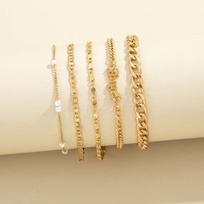 Bracelet Set : Armbanden Set Dames - Gouden Meerlaags & Verstelbaar met Parels voor Elegante Look in van Pantino