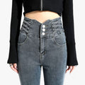 Jeans grigi a 3 bottoni - Skinny a tubo - Stretch aderente per una vestibilità slanciata