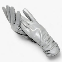 Sheepskin Gloves : Schapenvellen Handschoenen voor Vrouwen Dames - K Klasiek Stijl en Winterbescherming - Blauw Lac in Grijs van Pantino