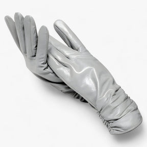 Sheepskin Gloves : Schapenvellen Handschoenen voor Vrouwen Dames - K Klasiek Stijl en Winterbescherming - Blauw Lac in Grijs van Pantino