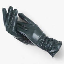 Sheepskin Gloves : Schapenvellen Handschoenen voor Vrouwen Dames - K Klasiek Stijl en Winterbescherming - Blauw Lac in Zwartgroen van Pantino