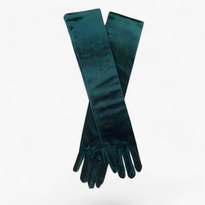 Gloves : Handschoenen Dames Rood 44cm - Velours - Elegante Retro-Stijl en Warmte in Groen 44cm Eén maat van Pantino