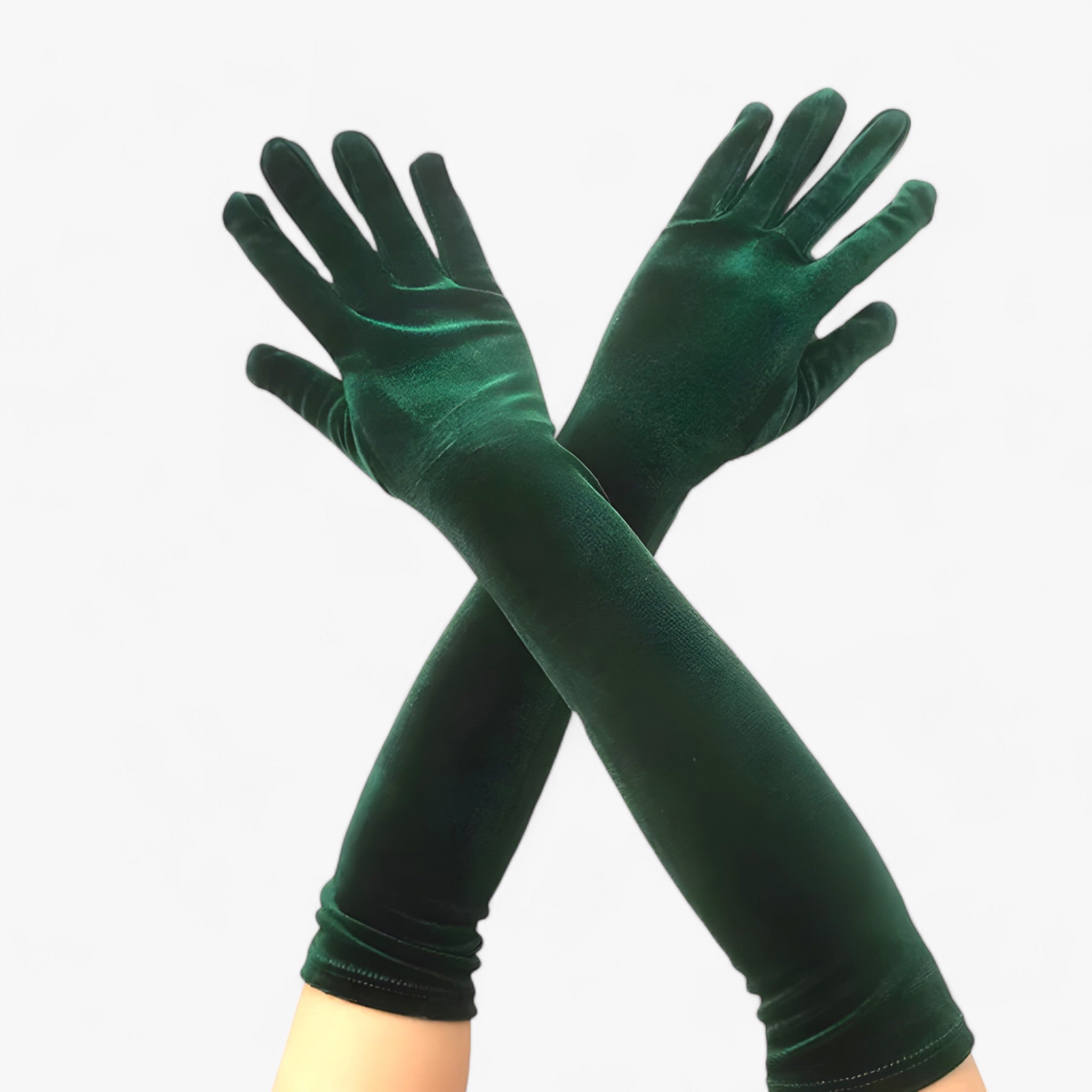 Gloves : Handschoenen Dames Rood 44cm - Velours - Elegante Retro-Stijl en Warmte in Groen 53cm Eén maat van Pantino