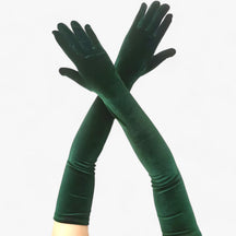 Gloves : Handschoenen Dames Rood 44cm - Velours - Elegante Retro-Stijl en Warmte in Groen 65cm Eén maat van Pantino