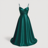 Robe Femme Vert Émeraude - Longue Élégante avec Col V
