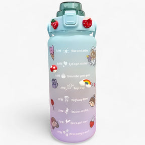 other : HydroMax - Grote Waterfles - Grote Capaciteit voor Hydratatie de Hele Dag door in 2L 3D Sticker Groen Violet van Pantino