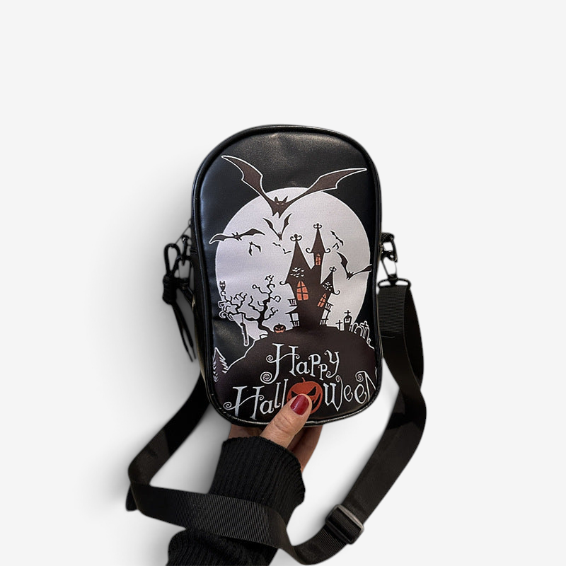 Gifts – Seasonal – Halloween : Halloween Schoudertas Dames - Compacte Pompoen PU Tas in Zwart Standard van Loranza