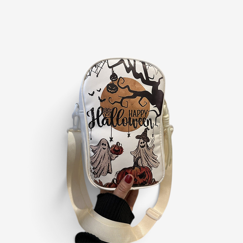Gifts – Seasonal – Halloween : Halloween Schoudertas Dames - Compacte Pompoen PU Tas in Wit Standard van Loranza