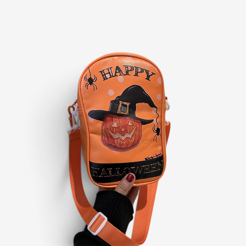 Gifts – Seasonal – Halloween : Halloween Schoudertas Dames - Compacte Pompoen PU Tas in Oranje Standard van Loranza