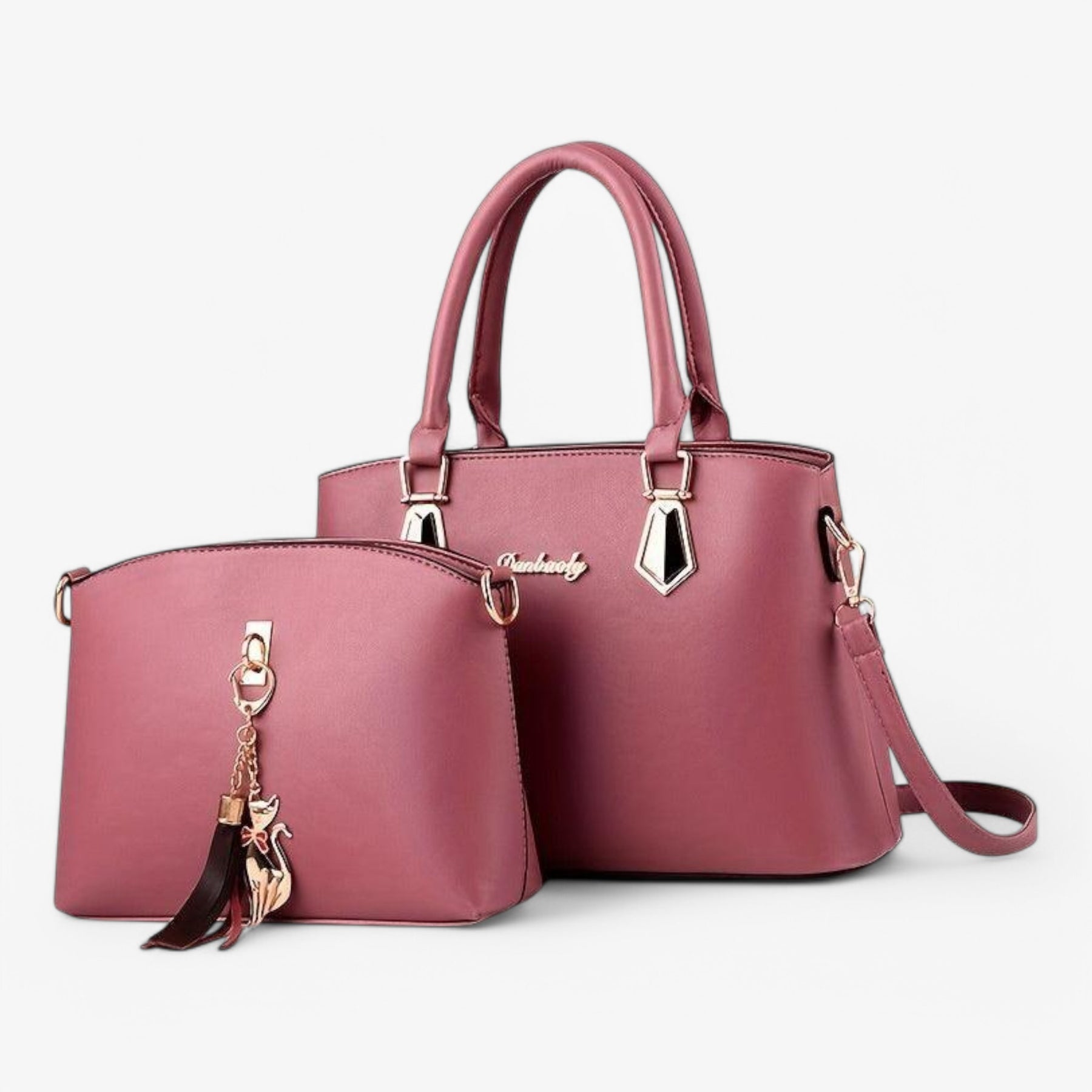 bags : HandBag - PU Leren Tassenset Leer - Lichtroze in Roze van Pantino