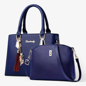 bags : HandBag - PU Leren Tassenset Leer - Lichtroze in Diepblauw van Pantino