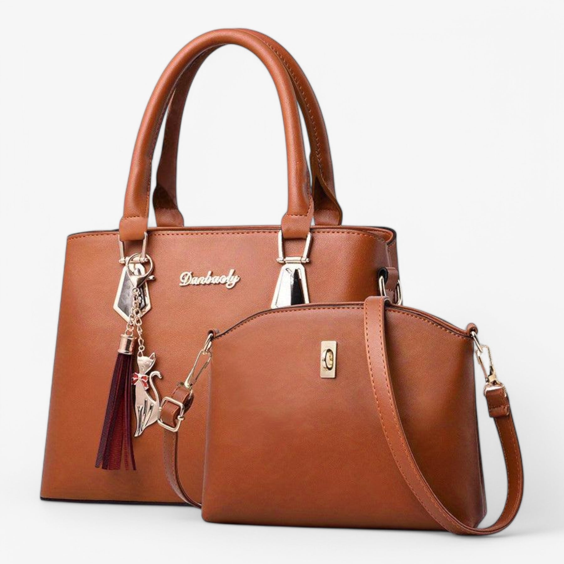 bags : HandBag - PU Leren Tassenset Leer - Lichtroze in Geel van Pantino