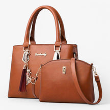 bags : HandBag - PU Leren Tassenset Leer - Lichtroze in Geel van Pantino