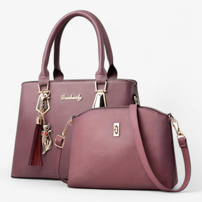 bags : HandBag - PU Leren Tassenset Leer - Lichtroze in Diep paars van Pantino