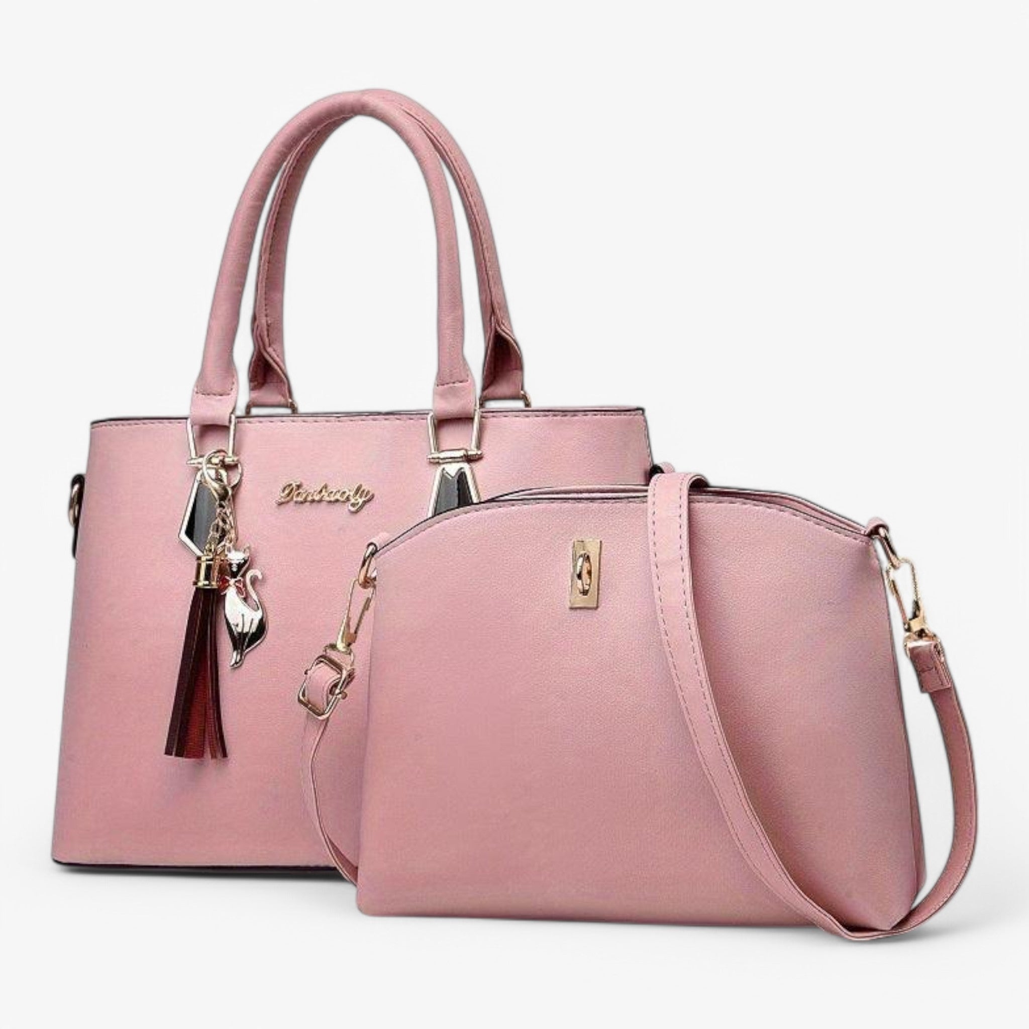 bags : HandBag - PU Leren Tassenset Leer - Lichtroze in Lichtroze van Pantino