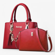 bags : HandBag - PU Leren Tassenset Leer - Lichtroze in Rood van Pantino