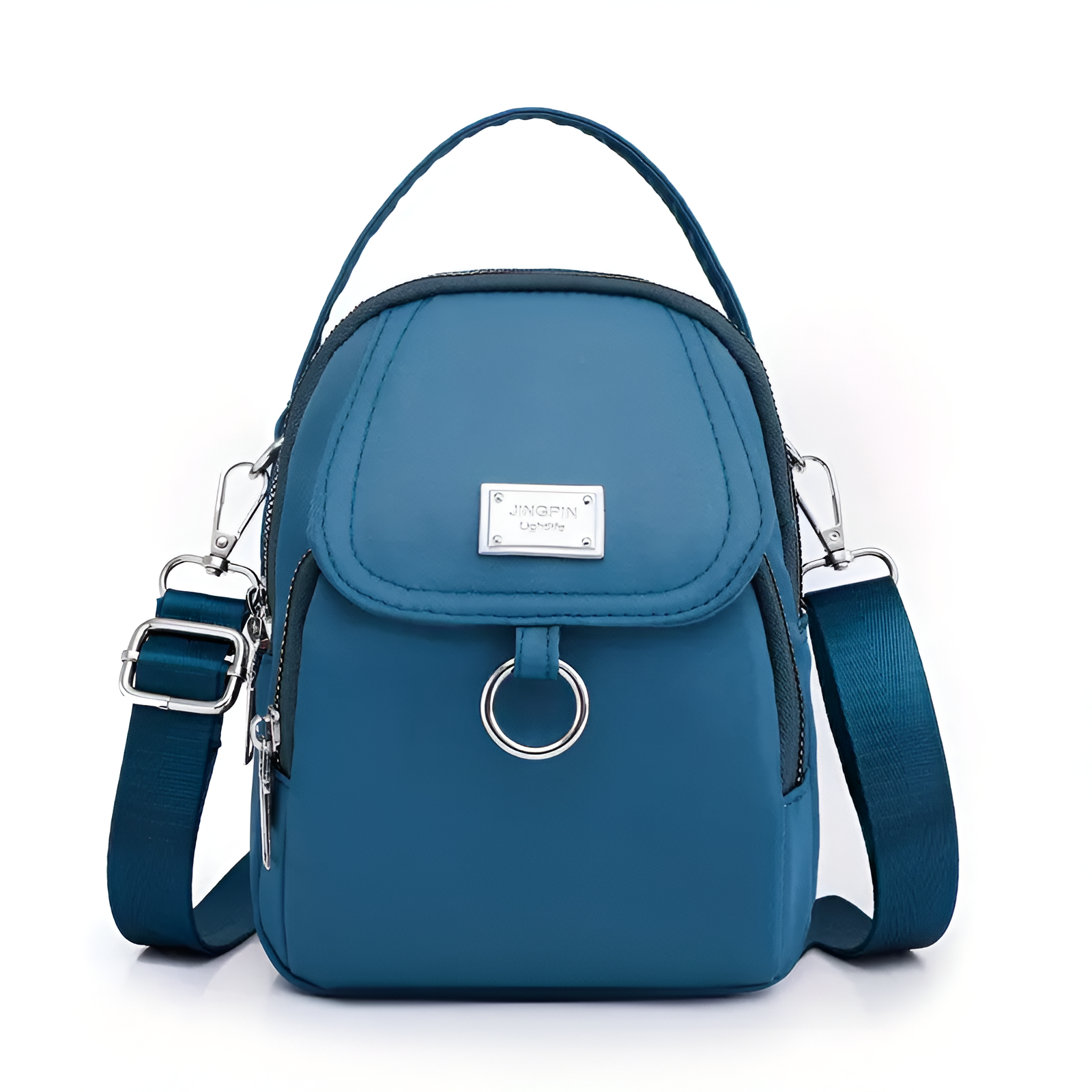 bags : Schoudertas Dames Zwart - ShoulderBag - Voor in Hazeblauw van Pantino