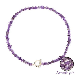 Necklace : Halfedelsteen Ketting Turquoise - Helende Boheemse Gem Grind - Turquoise in Amethyst van Pantino