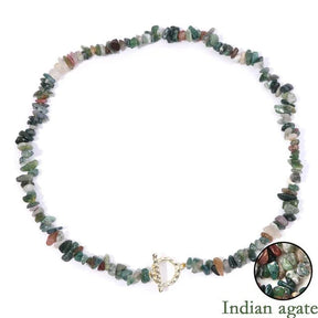 Necklace : Halfedelsteen Ketting Turquoise - Helende Boheemse Gem Grind - Turquoise in Indian agate van Pantino
