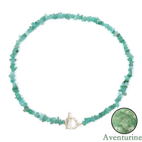 Necklace : Halfedelsteen Ketting Turquoise - Helende Boheemse Gem Grind - Turquoise in Aventurine van Pantino