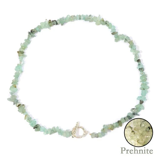 Necklace : Halfedelsteen Ketting Turquoise - Helende Boheemse Gem Grind - Turquoise in Prehnite van Pantino