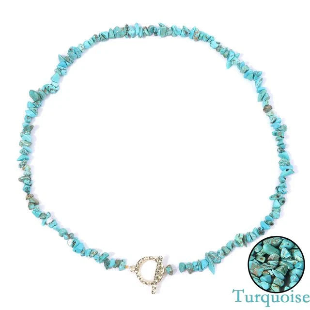 Necklace : Halfedelsteen Ketting Turquoise - Helende Boheemse Gem Grind - Turquoise in Turquoise van Pantino
