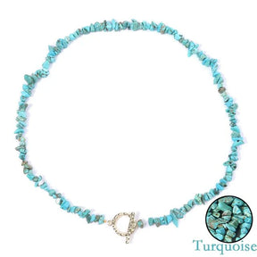 Necklace : Halfedelsteen Ketting Turquoise - Helende Boheemse Gem Grind - Turquoise in Turquoise van Pantino