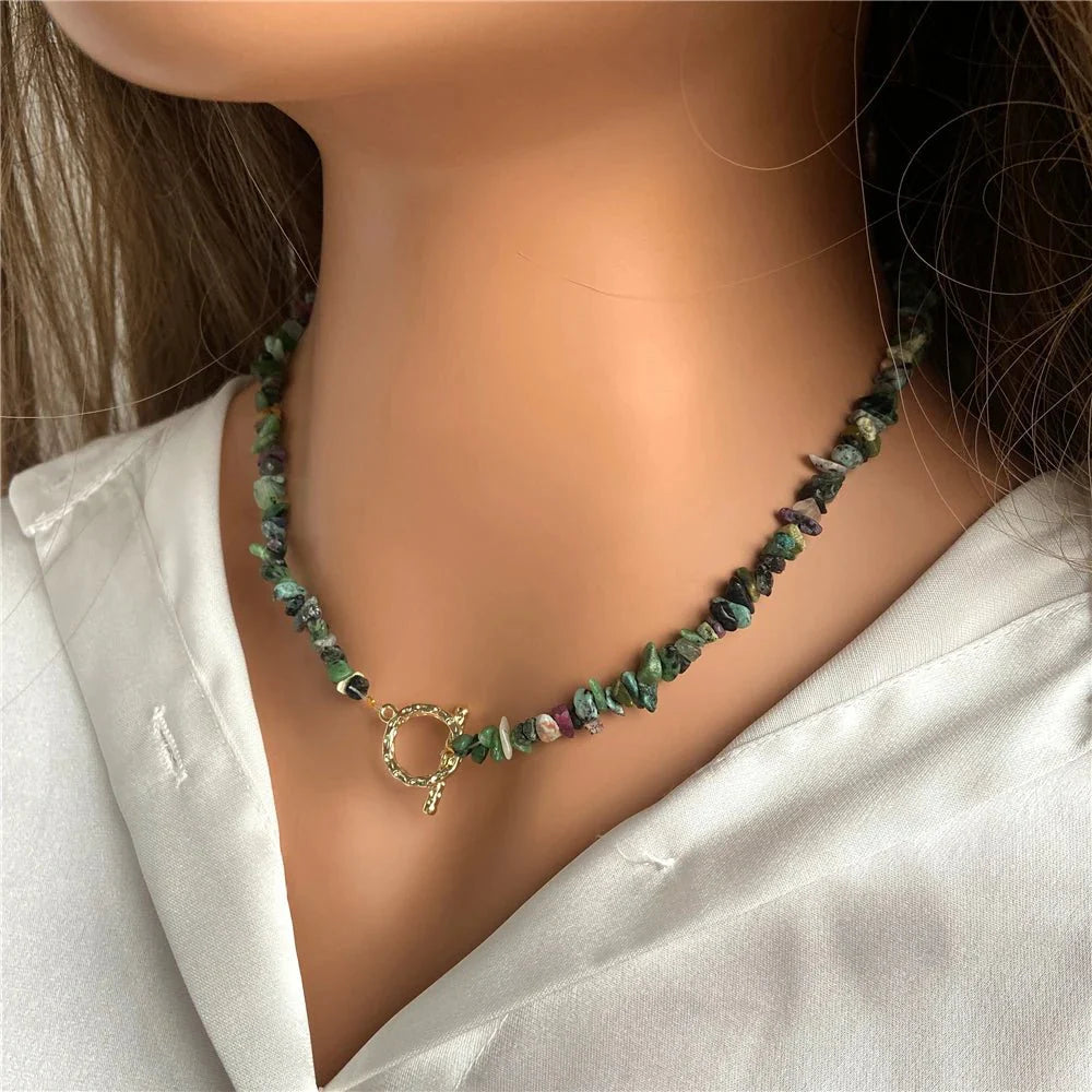 Necklace : Halfedelsteen Ketting Turquoise - Helende Boheemse Gem Grind - Turquoise in van Pantino