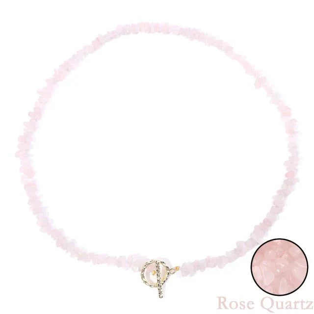 Necklace : Halfedelsteen Ketting Turquoise - Helende Boheemse Gem Grind - Turquoise in Rose Quartz van Pantino