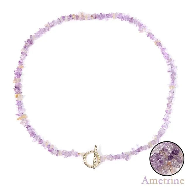 Necklace : Halfedelsteen Ketting Turquoise - Helende Boheemse Gem Grind - Turquoise in Ametrine van Pantino