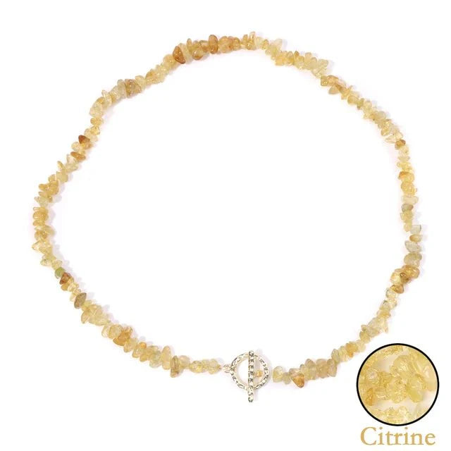 Necklace : Halfedelsteen Ketting Turquoise - Helende Boheemse Gem Grind - Turquoise in Citrine van Pantino