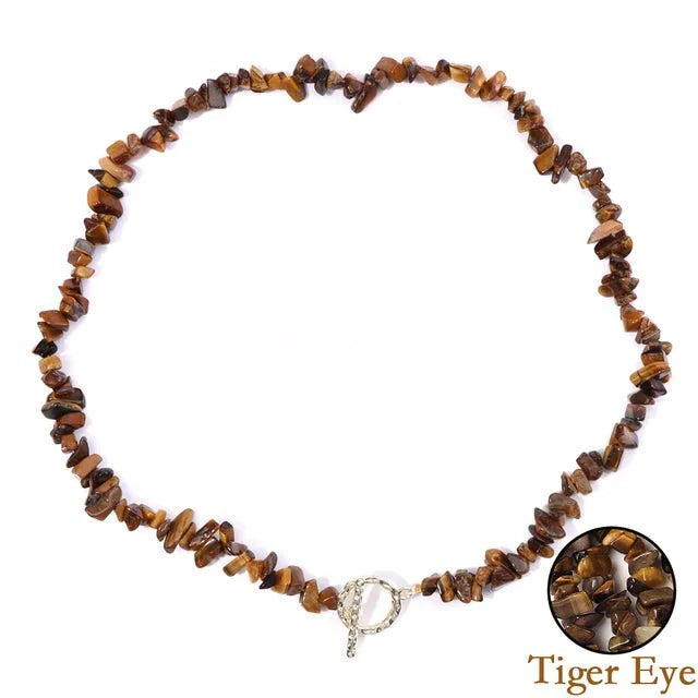 Necklace : Halfedelsteen Ketting Turquoise - Helende Boheemse Gem Grind - Turquoise in Tiger Eye van Pantino