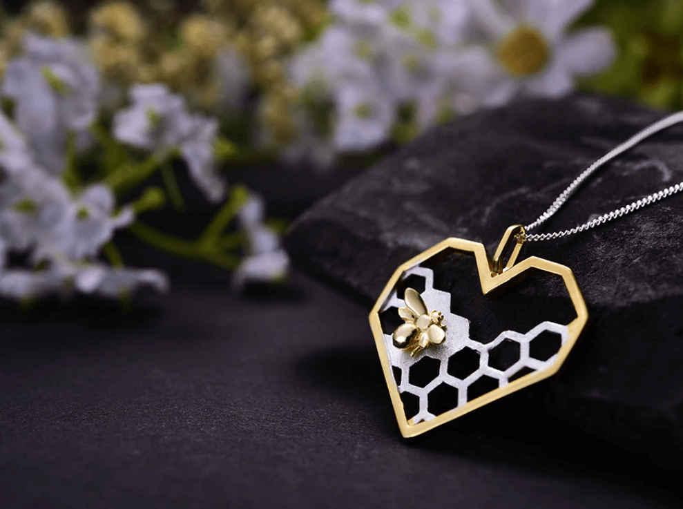 Necklace : Ketting Heren - Honingraat Hart in van Pantino