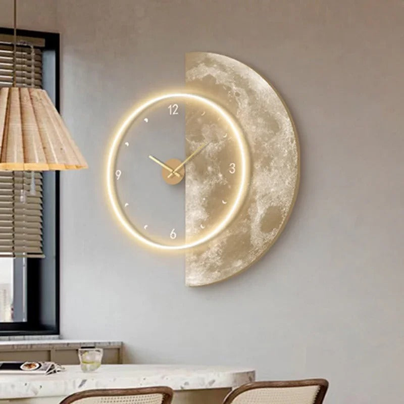 Maanklok Wandklok – Zachte LED-verlichting met Hemels Design