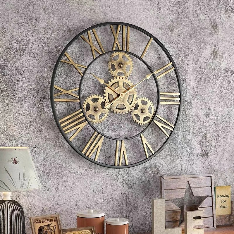 Metalen Tandwielen Wandklok – Industriële Stijl, Bestseller