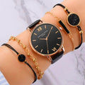 Dameur Sort Analog Quartz Med 4 Armbånd Til Et Komplett Look