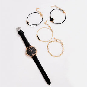 watches : Dames Horloge Zwart Analoog Quartz met 4 Armbanden voor een complete look in van Pantino