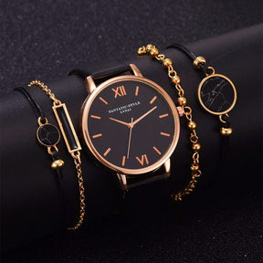 watches : Dames Horloge Zwart Analoog Quartz met 4 Armbanden voor een complete look in van Pantino