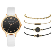 watches : Dames Horloge Zwart Analoog Quartz met 4 Armbanden voor een complete look in Wit 4 GRATIS Armbanden van Pantino