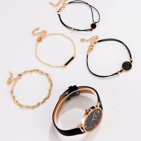 watches : Dames Horloge Zwart Analoog Quartz met 4 Armbanden voor een complete look in van Pantino