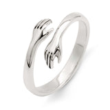 Silberner Hug Ring für Damen - Verstellbarer Umarmungsring  