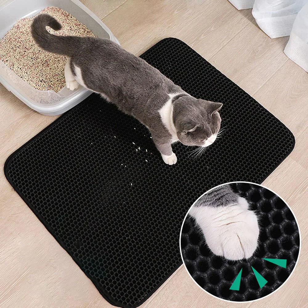 pets : Kattenbak Mat - Hygiënisch Innovatief Kattengrind Opvang - Siliconen in Zwart van Pantino
