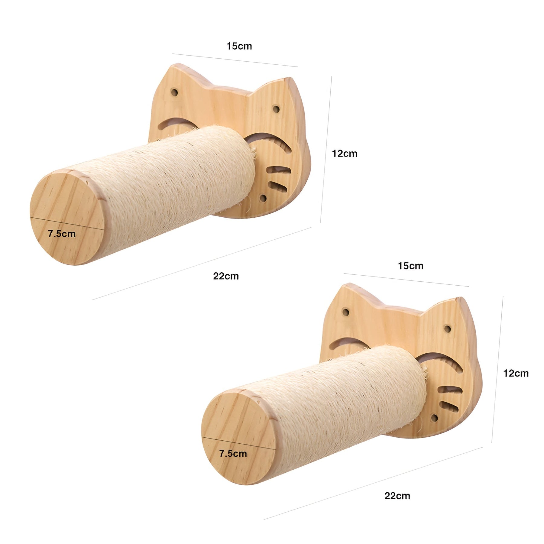 pets : Kattenklimplank Wandmontage - Krabpaal Instinct Training - Hout in 2 Krabpalen (Kattenontwerp) van Pantino