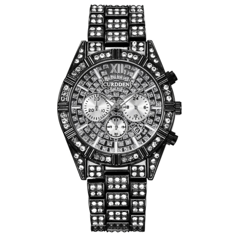 watches : Horloge Rose Goud - Icey Phantom Dames Horloge met Roestvrijstalen Band in Zwart van Pantino