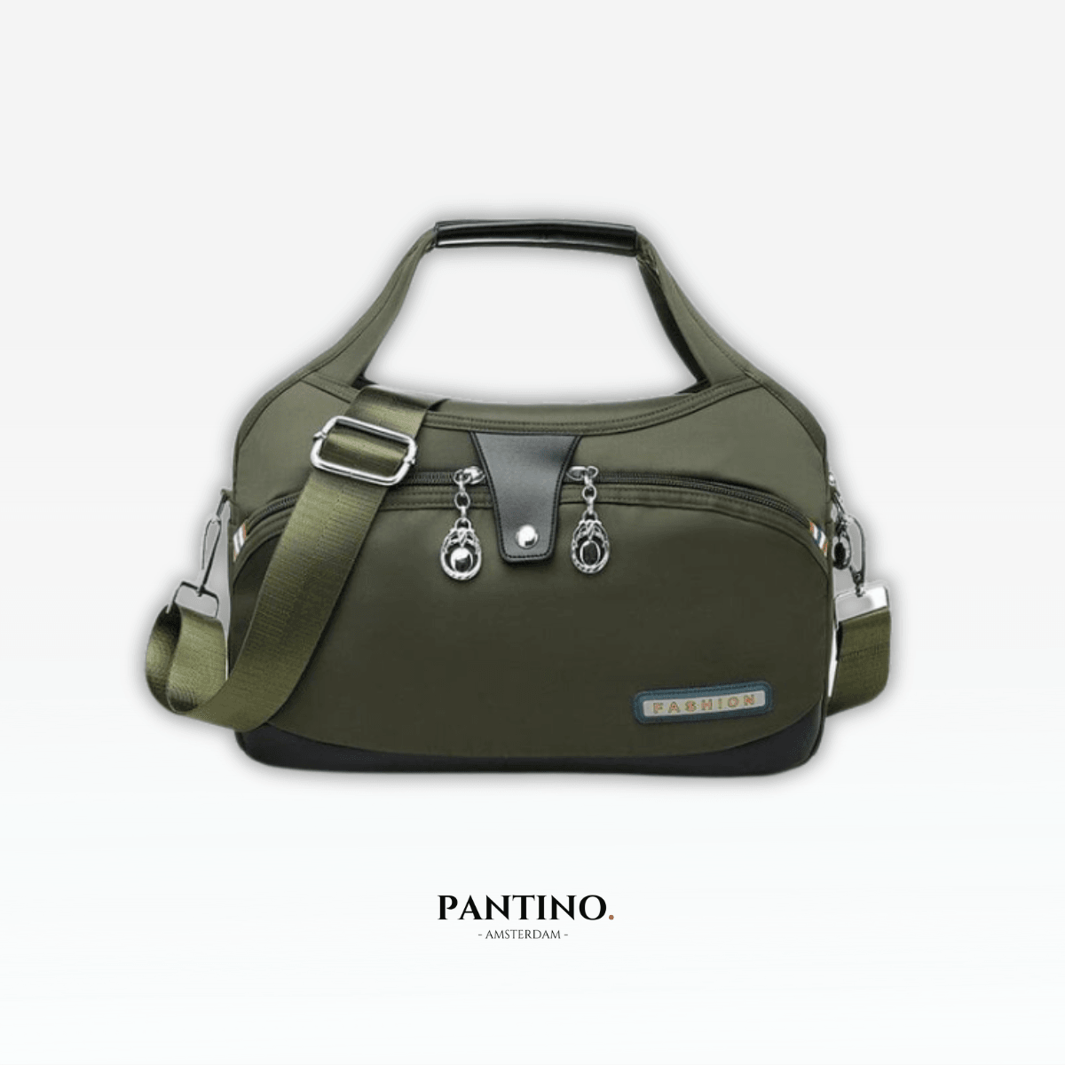 bags : Handtas Zwart - Icone HandBag - Anti-Diefstal in Olijfgroen van Pantino
