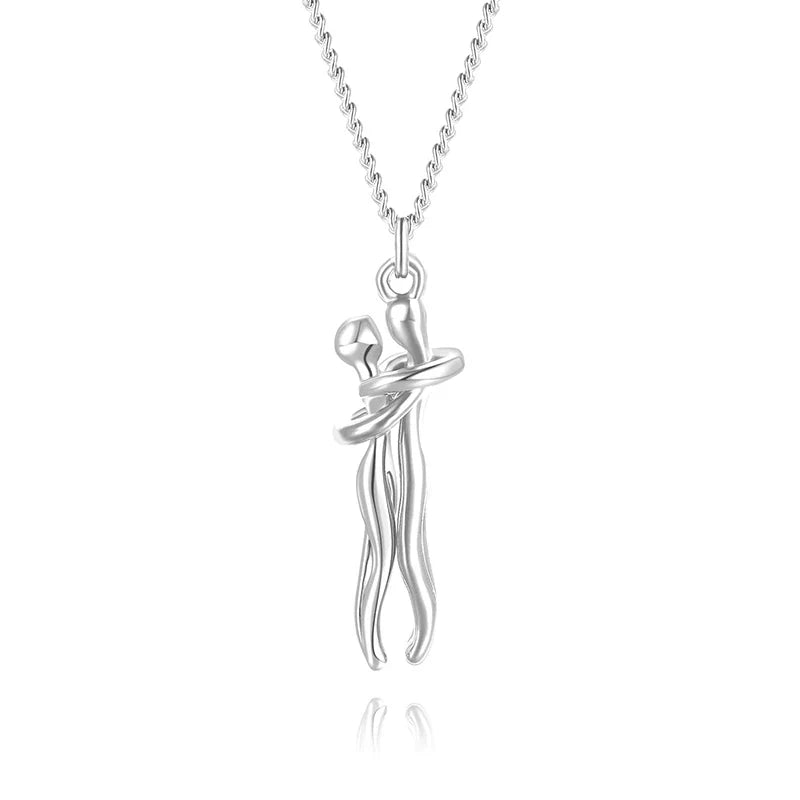 Necklace : Hartelijke Charm Ketting Dames - Warmte Verbinding Genegenheid - Zilver in Zilver van Pantino