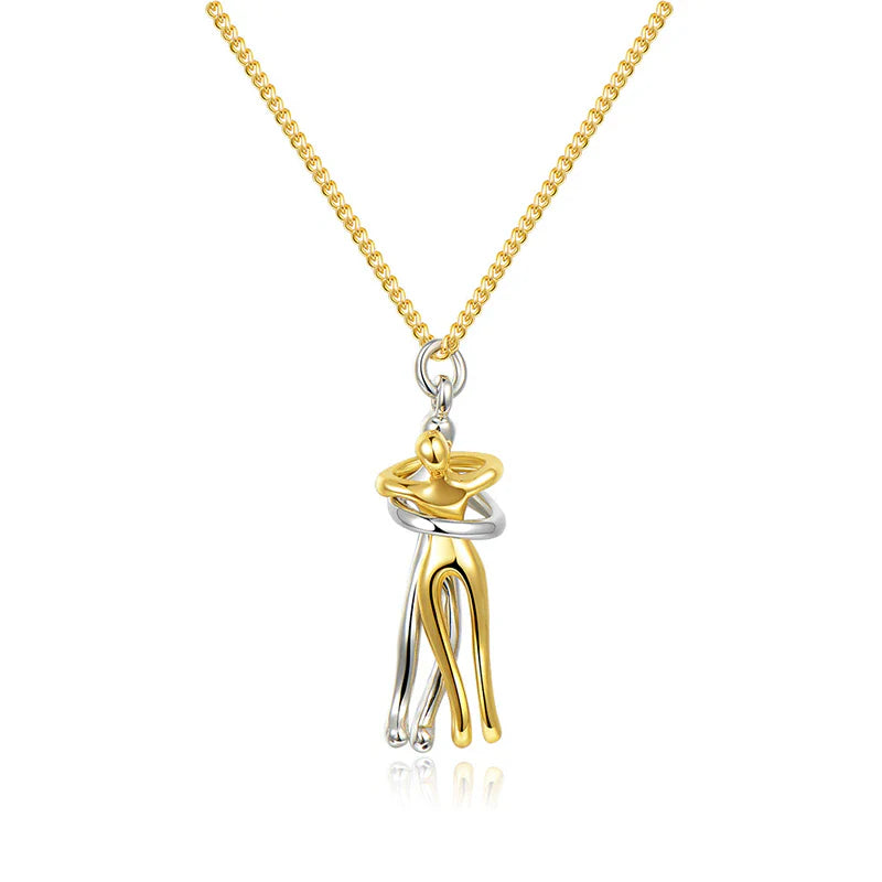 Necklace : Hartelijke Charm Ketting Dames - Warmte Verbinding Genegenheid - Zilver in Goud Zilver van Pantino