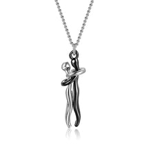 Necklace : Hartelijke Charm Ketting Dames - Warmte Verbinding Genegenheid - Zilver in Zwart Zilver van Pantino