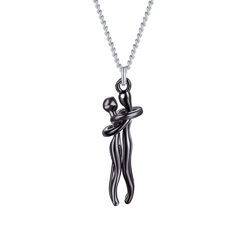 Necklace : Hartelijke Charm Ketting Dames - Warmte Verbinding Genegenheid - Zilver in Zwart van Pantino