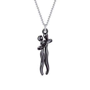 Necklace : Hartelijke Charm Ketting Dames - Warmte Verbinding Genegenheid - Zilver in Zwart van Pantino
